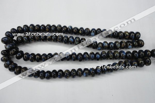 CGO182 15.5 inches 8*12mm rondelle gold blue color stone beads