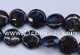 CGO200 15.5 inches 12mm flat round gold blue color stone beads