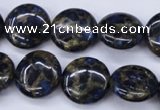 CGO202 15.5 inches 16mm flat round gold blue color stone beads