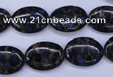 CGO206 15.5 inches 10*14mm oval gold blue color stone beads