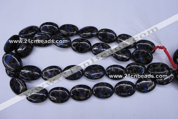 CGO206 15.5 inches 10*14mm oval gold blue color stone beads