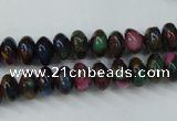 CGO22 15.5 inches 8*12mm rondelle gold multi-color stone beads