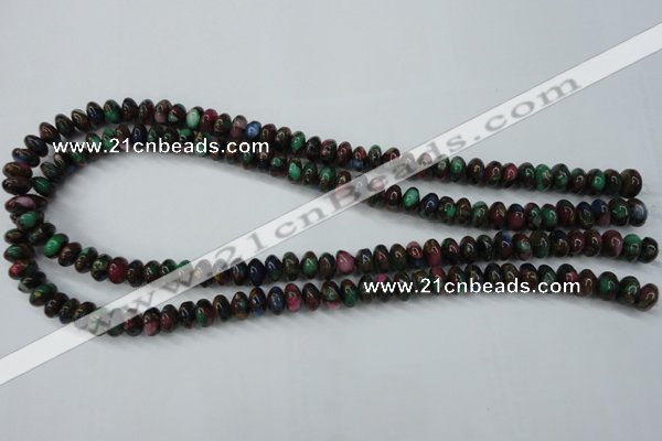 CGO22 15.5 inches 8*12mm rondelle gold multi-color stone beads