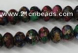 CGO25 15.5 inches 8*12mm faceted rondelle gold multi-color stone beads