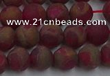 CGO252 15.5 inches 8mm round matte gold multi-color stone beads