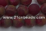 CGO254 15.5 inches 12mm round matte gold multi-color stone beads