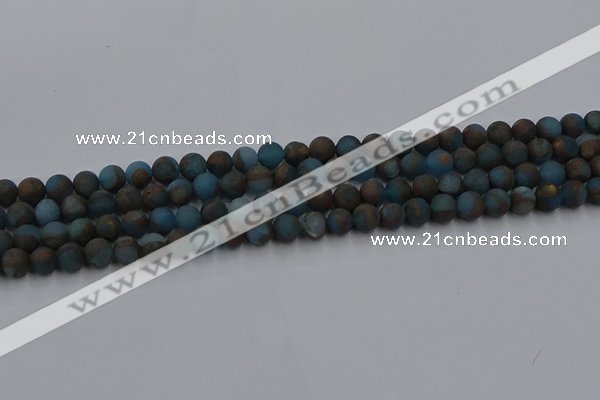 CGO256 15.5 inches 6mm round matte gold multi-color stone beads