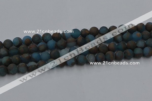 CGO259 15.5 inches 12mm round matte gold multi-color stone beads