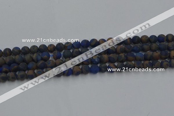 CGO261 15.5 inches 6mm round matte gold multi-color stone beads