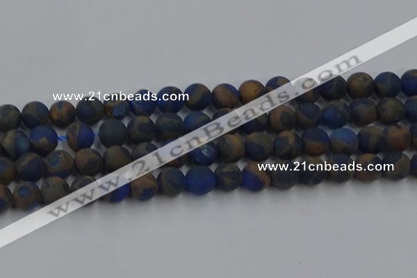 CGO264 15.5 inches 12mm round matte gold multi-color stone beads