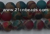 CGO266 15.5 inches 6mm round matte gold multi-color stone beads