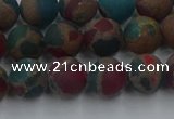 CGO267 15.5 inches 8mm round matte gold multi-color stone beads