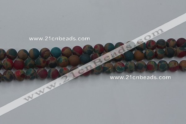 CGO267 15.5 inches 8mm round matte gold multi-color stone beads