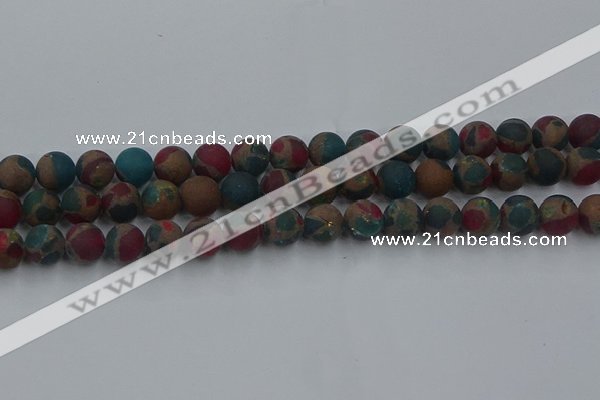 CGO268 15.5 inches 10mm round matte gold multi-color stone beads