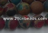 CGO269 15.5 inches 12mm round matte gold multi-color stone beads