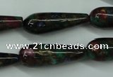 CGO28 15.5 inches 8*20mm teardrop gold multi-color stone beads