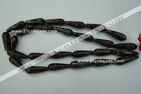 CGO29 15.5 inches 10*30mm teardrop gold multi-color stone beads