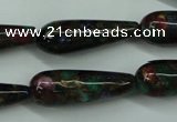 CGO30 15.5 inches 12*40mm teardrop gold multi-color stone beads