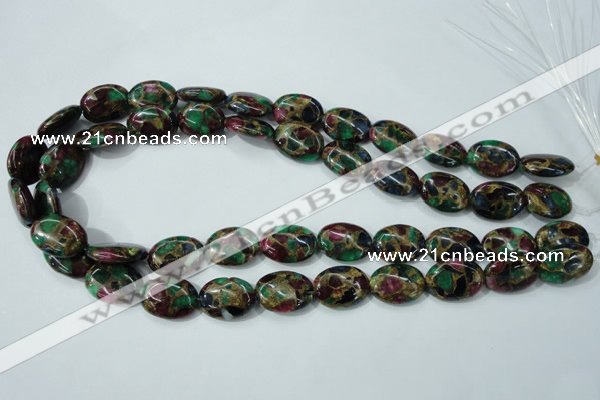 CGO38 15.5 inches 10*14mm oval gold multi-color stone beads