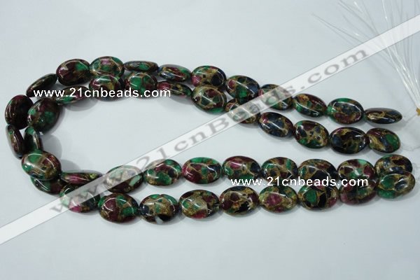 CGO40 15.5 inches 13*18mm oval gold multi-color stone beads