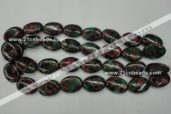 CGO42 15.5 inches 18*25mm oval gold multi-color stone beads