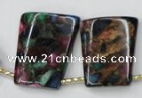 CGO45 Top-drilled 22*28mm trapezoid gold multi-color stone beads