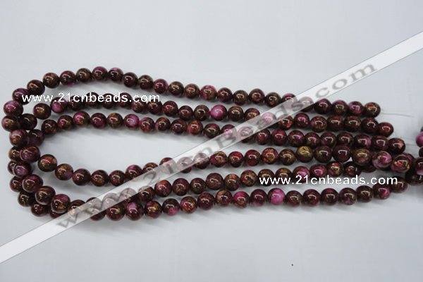 CGO52 15.5 inches 6mm round gold red color stone beads