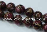 CGO54 15.5 inches 10mm round gold red color stone beads