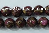 CGO55 15.5 inches 12mm round gold red color stone beads