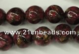 CGO56 15.5 inches 14mm round gold red color stone beads
