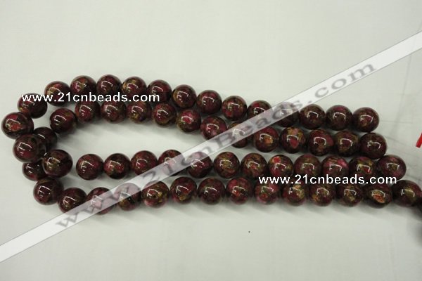 CGO56 15.5 inches 14mm round gold red color stone beads