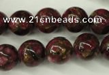 CGO58 15.5 inches 18mm round gold red color stone beads