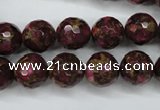 CGO65 15.5 inches 12mm faceted round gold red color stone beads