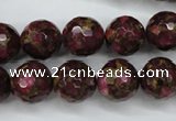 CGO66 15.5 inches 14mm faceted round gold red color stone beads