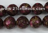 CGO67 15.5 inches 16mm faceted round gold red color stone beads