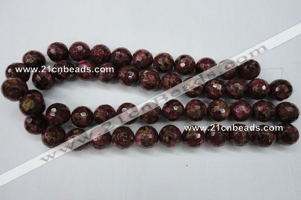 CGO68 15.5 inches 18mm faceted round gold red color stone beads