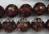 CGO69 15.5 inches 20mm faceted round gold red color stone beads