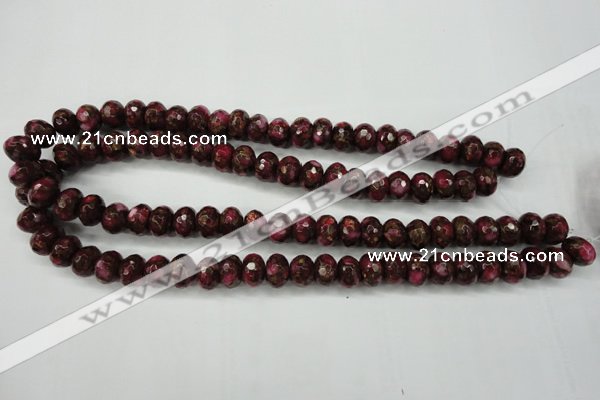 CGO75 15.5 inches 8*12mm faceted rondelle gold red color stone beads