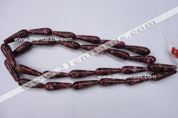 CGO78 15.5 inches 8*20mm teardrop gold red color stone beads