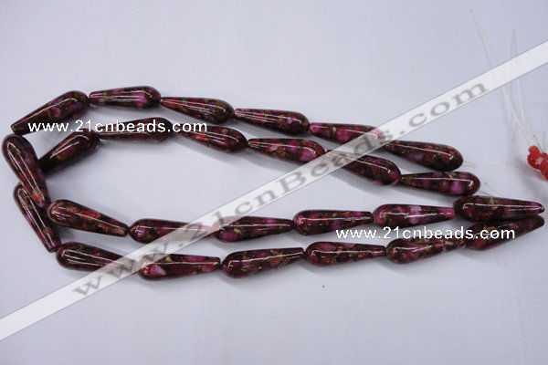 CGO80 15.5 inches 12*40mm teardrop gold red color stone beads
