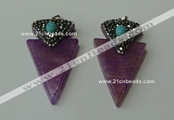 CGP102 30*55mm arrowhead agate gemstone pendants wholesale