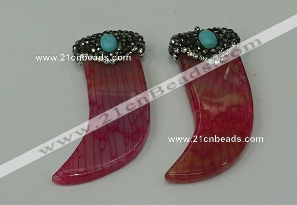 CGP123 25*58mm horn agate gemstone pendants wholesale