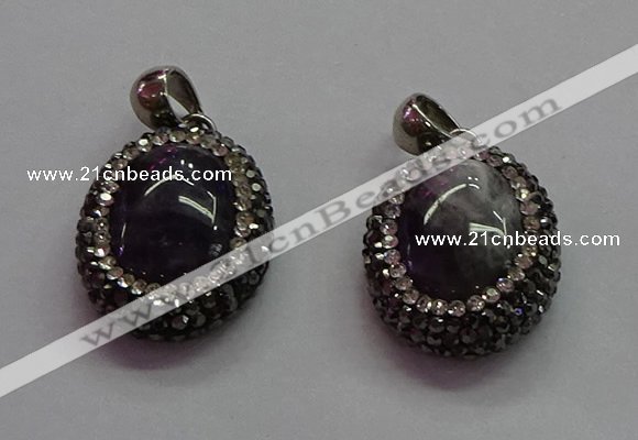 CGP1510 18*25mm oval amethyst gemstone pendants wholesale