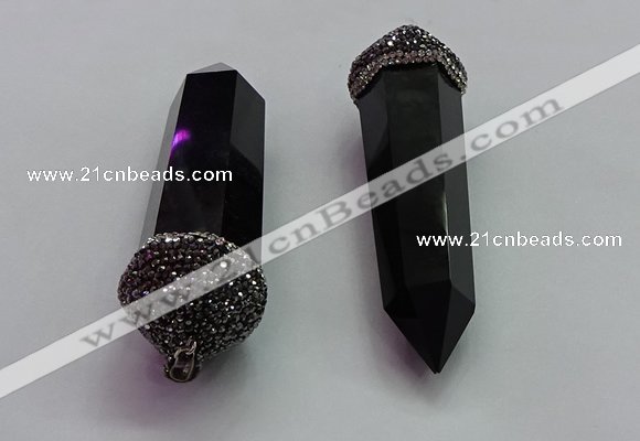 CGP1522 25*80mm - 28*90mm sticks black obsidian pendants