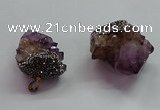 CGP1529 30*40mm - 40*45mm faceted nuggets druzy amethyst pendants