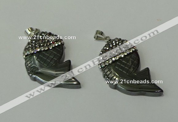 CGP153 18*35mm fish hematite gemstone pendants wholesale