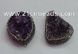 CGP1538 30*40mm - 35*45mm freeform druzy amethyst pendants