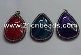 CGP1547 40*60mm flat teardrop agate pendants wholesale