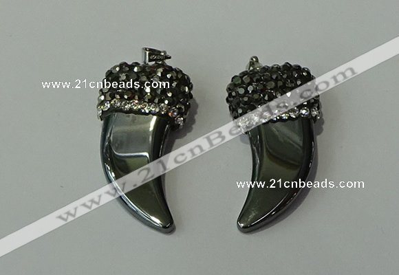 CGP155 20*38mm horn hematite gemstone pendants wholesale