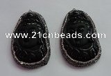 CGP1570 40*65mm carved black obsidian pendants wholesale